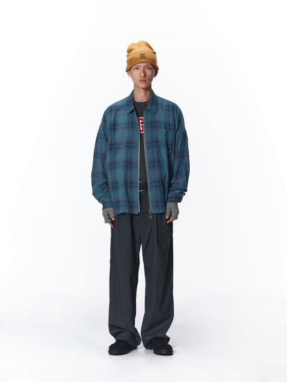 OMBRE CHECK ZIP SHIRT