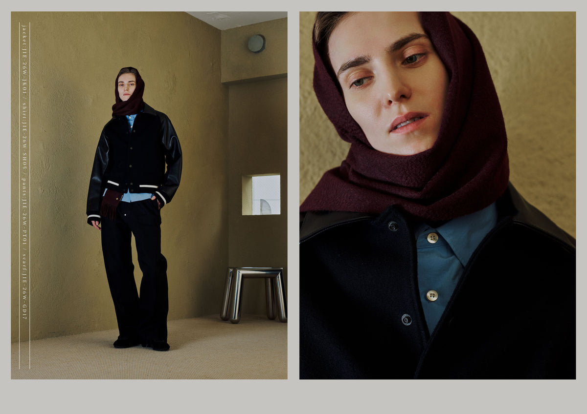 JIEDA　DRAPING VARSITY JACKET