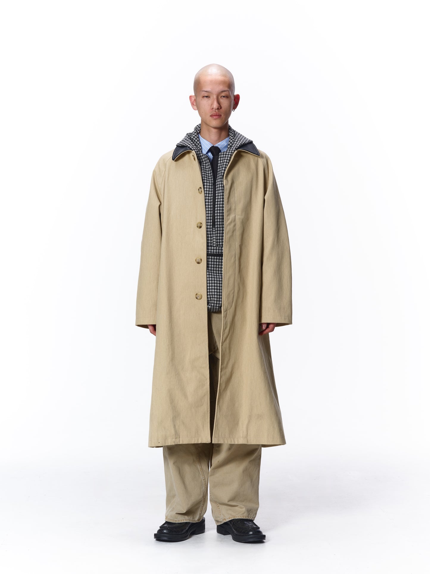 LEATHER COLLAR FADE OVER COAT