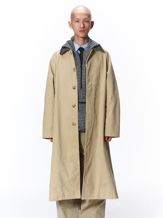LEATHER COLLAR FADE OVER COAT