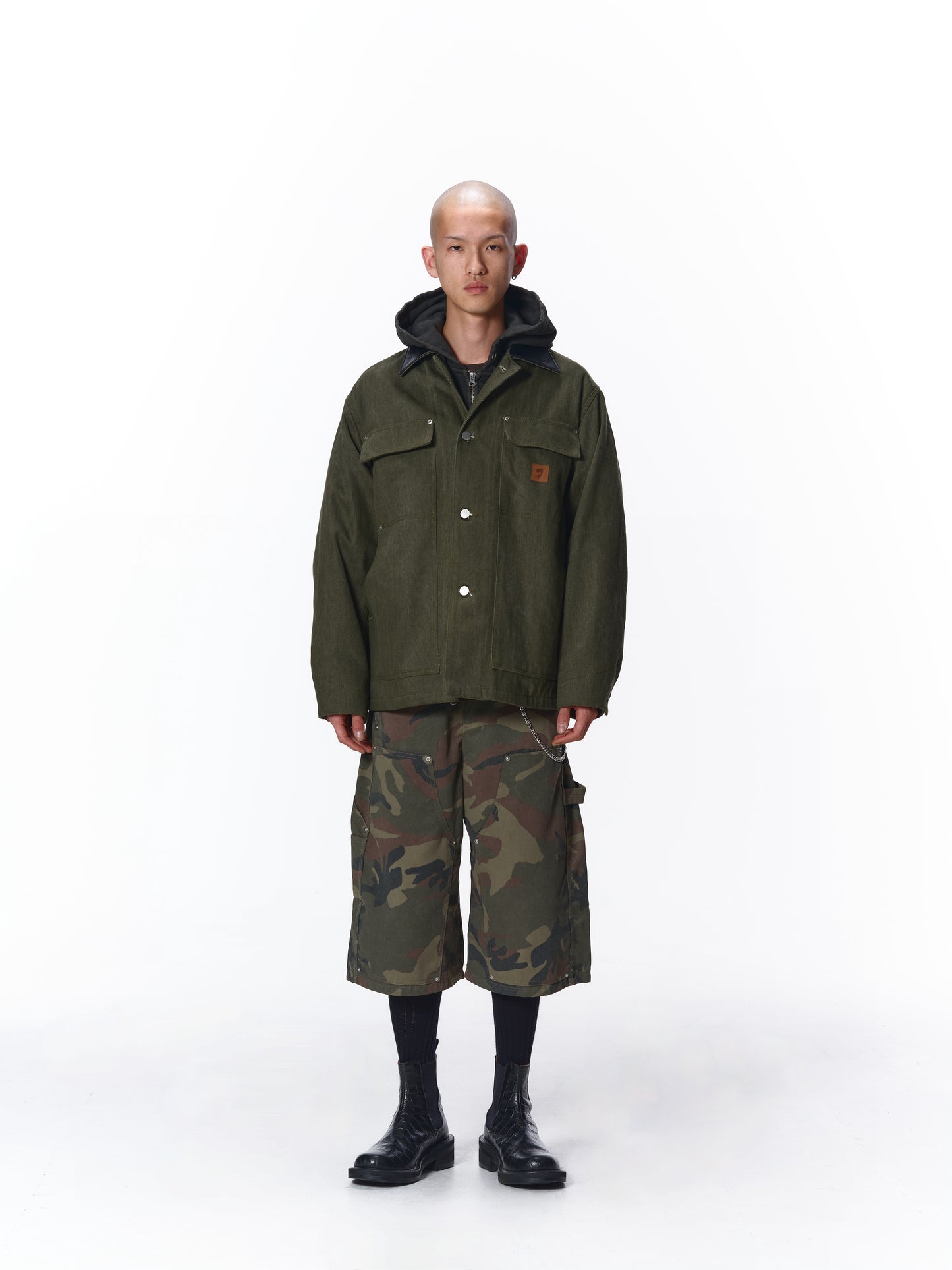 LEATHER COLLAR FADE COVERALL
