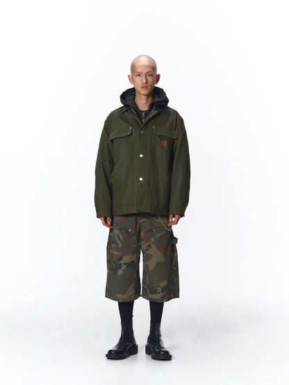 LEATHER COLLAR FADE COVERALL