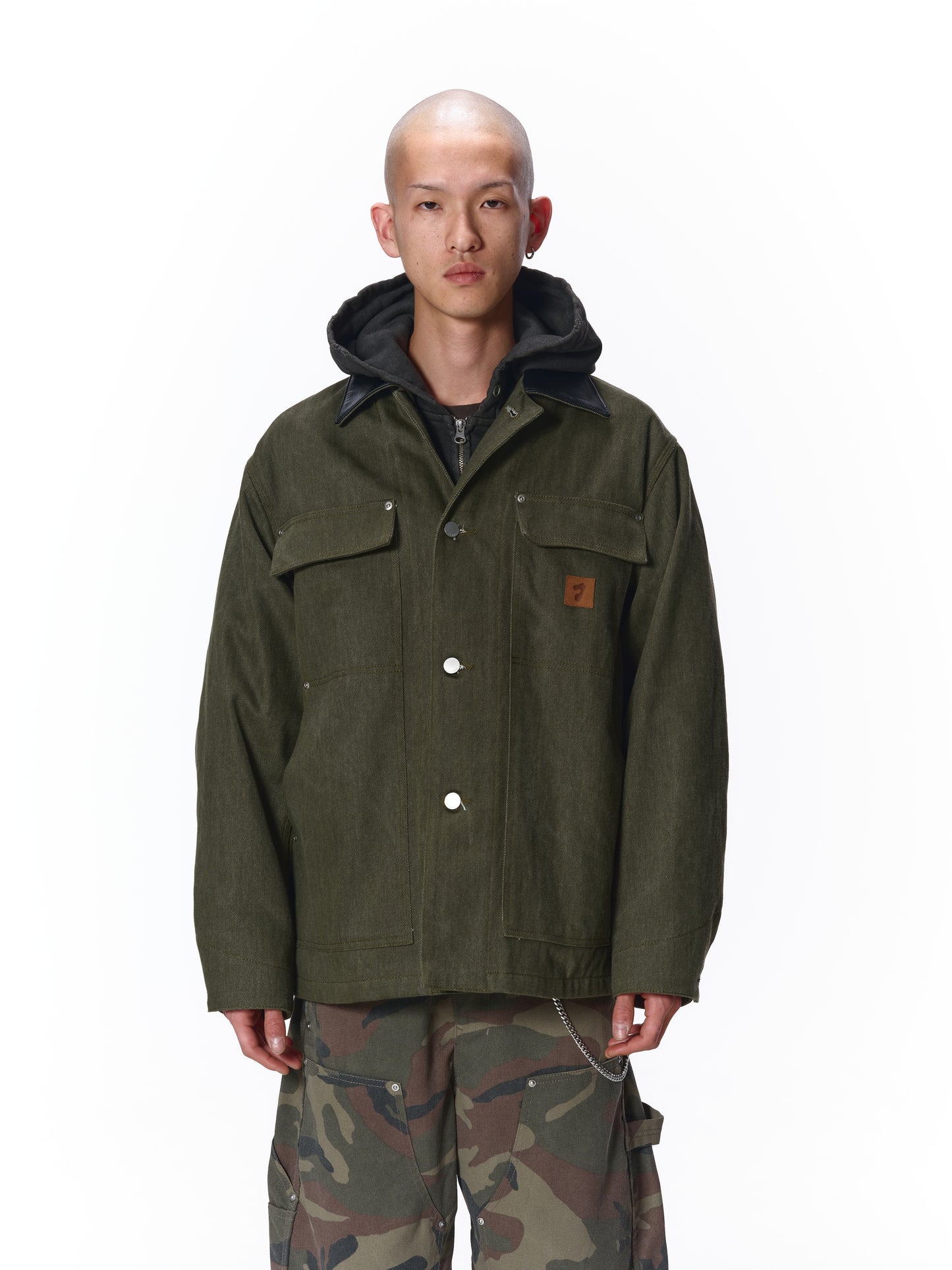 LEATHER COLLAR FADE COVERALL