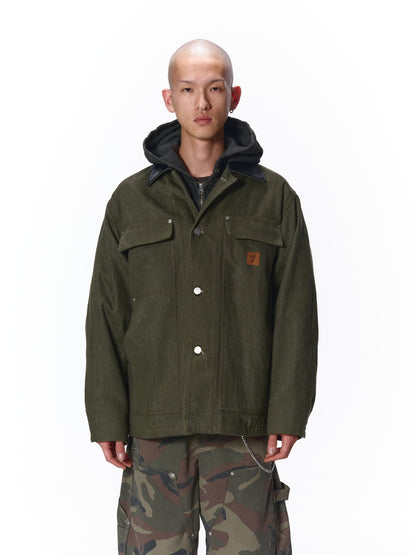 LEATHER COLLAR FADE COVERALL