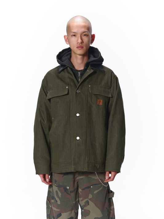 LEATHER COLLAR FADE COVERALL