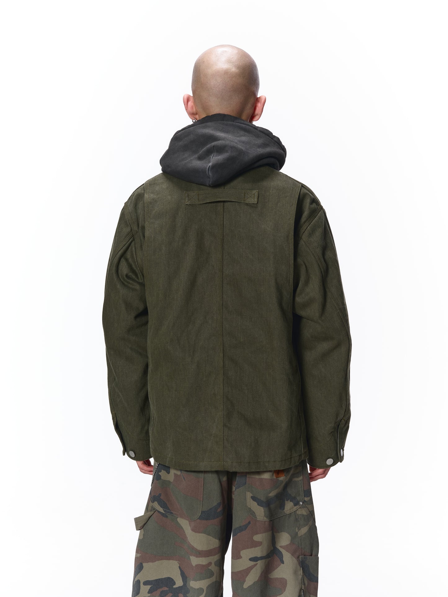 LEATHER COLLAR FADE COVERALL