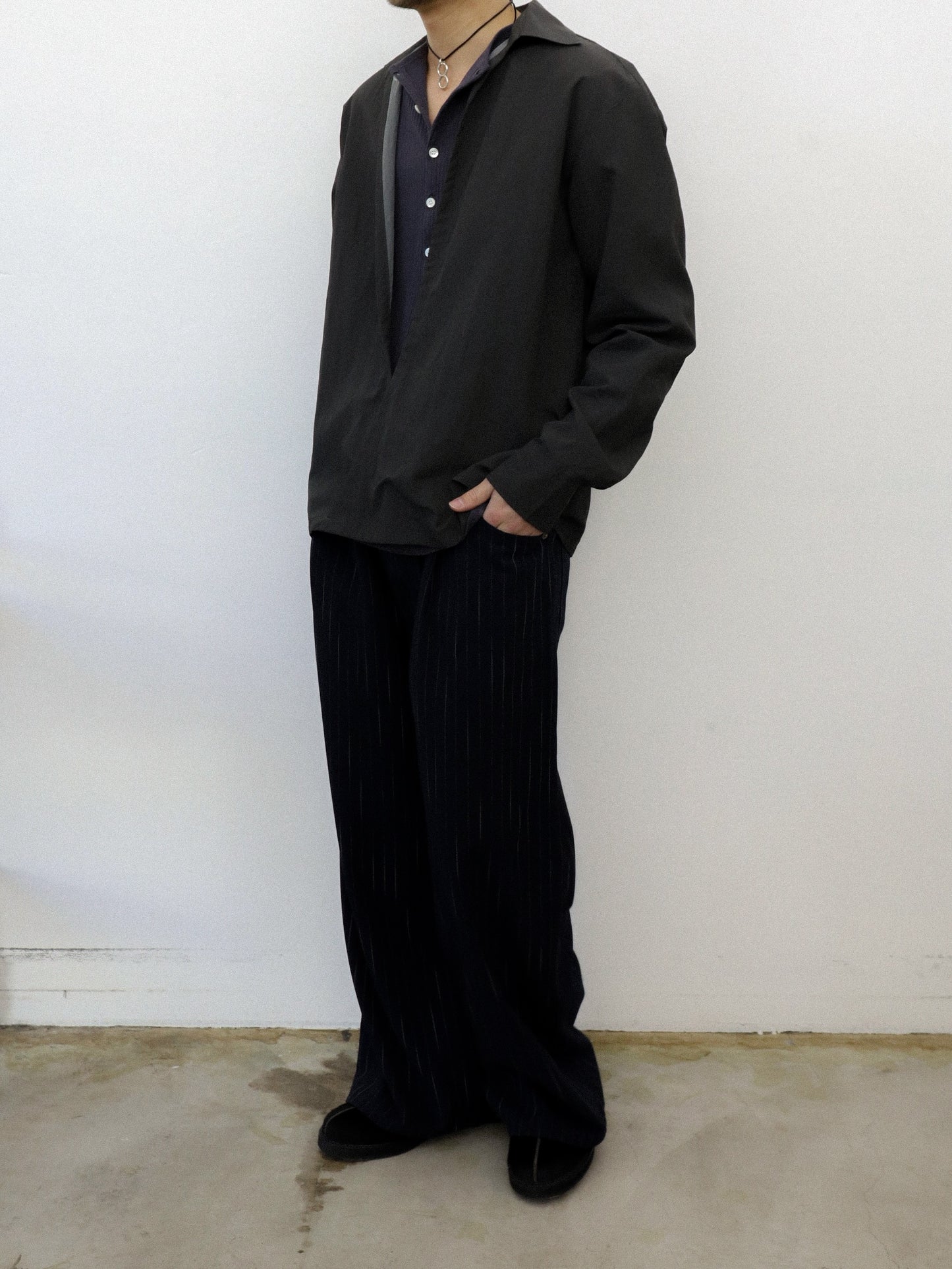 JIEDA　STRIPE WIDE ONE TUCK PANTS