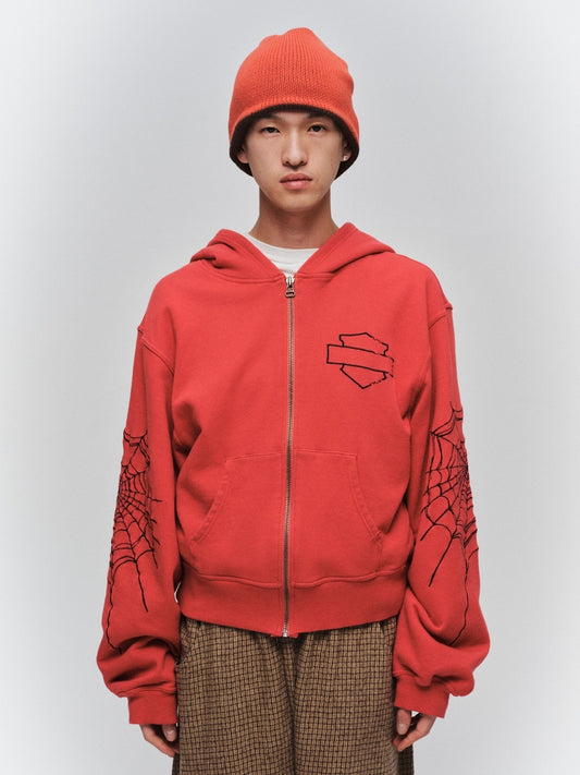 JIEDA　SPYDER-EMBROIDERED SLEEVE HOODIE