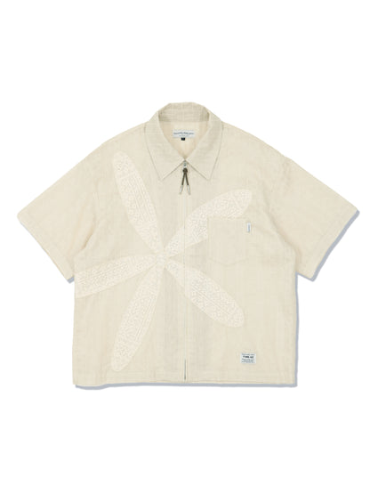 elephant TRIBAL fabrics　odd FLOWER ZIP SHIRT