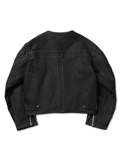 DOUBLE SEAMS RIDERS JACKET BLK RIGID