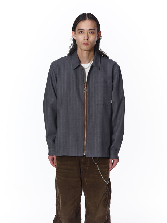 WOOL STRIPE ZIP SHIRT