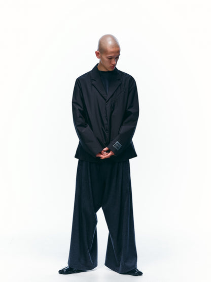 WIDE TUCK WOOL PANTS