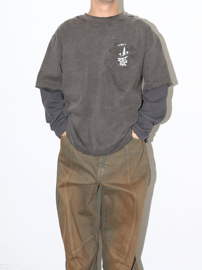 WAFFLE DAMAGE LAYERED L/S