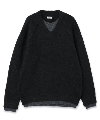 JIEDA　LAYERED MOHAIR V-NECK SWEATER