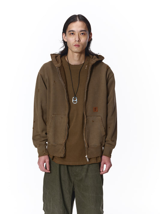 DAMAGE PATCH ZIP HOODIE