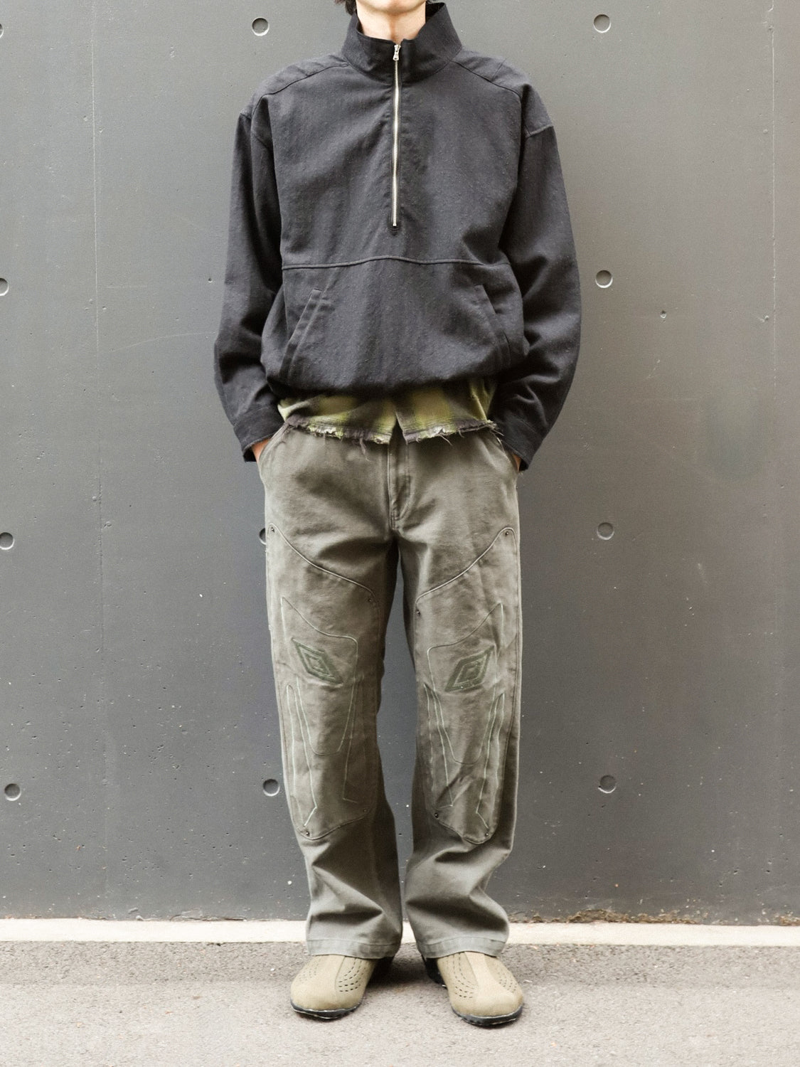 ANCELLM　WOOL HALF ZIP PULL OVER SHIRT