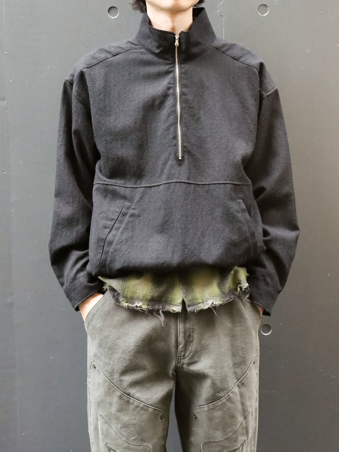 ANCELLM　WOOL HALF ZIP PULL OVER SHIRT