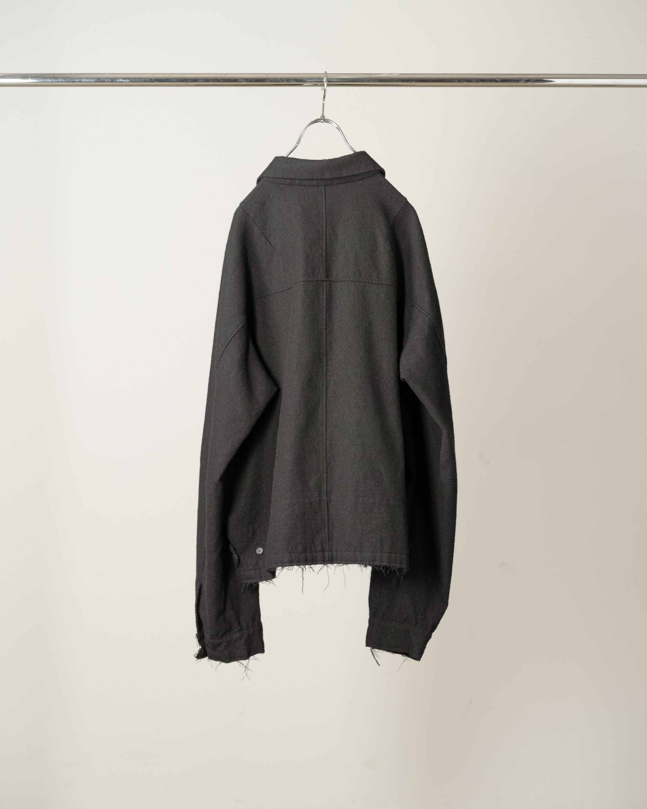 ANCELLM SHRINK WOOL ZIP-UP SHIRT JACKET – KIKUNOBU