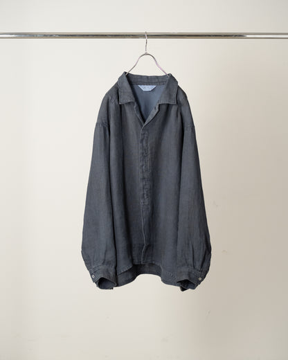 ANCELLM　AGING LINEN CROSS-LINE SHIRT
