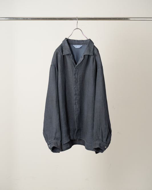 ANCELLM　AGING LINEN CROSS-LINE SHIRT