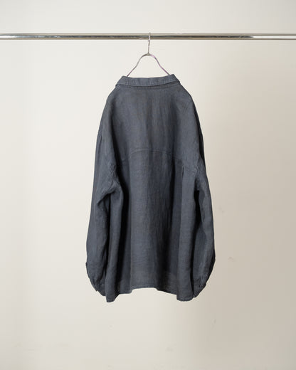 ANCELLM　AGING LINEN CROSS-LINE SHIRT