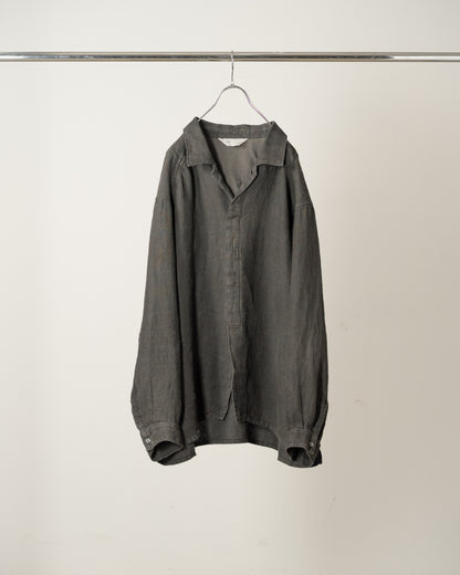 ANCELLM　AGING LINEN CROSS-LINE SHIRT