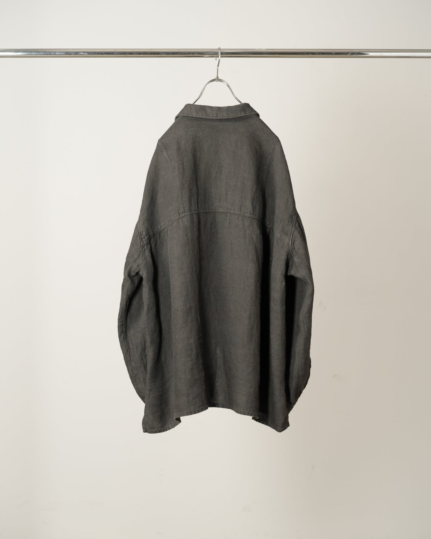 ANCELLM　AGING LINEN CROSS-LINE SHIRT