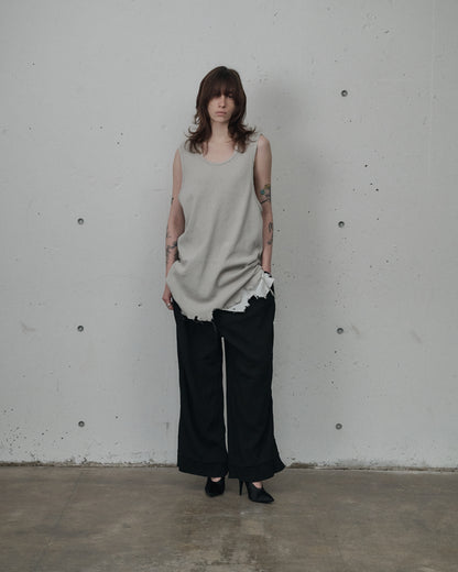 ANCELLM　BELTED CREPE TUCK SLACKS