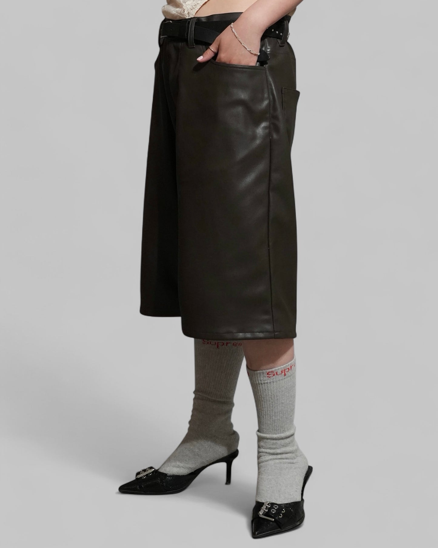 SYNTHETIC LEATHER SHORTS
