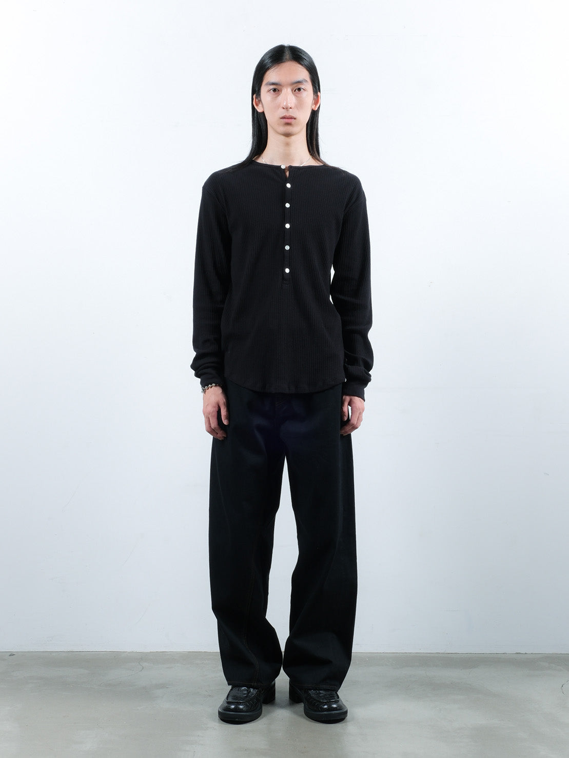 JIEDA　VINTAGE LIGHT RIB HENRY NECK L/S