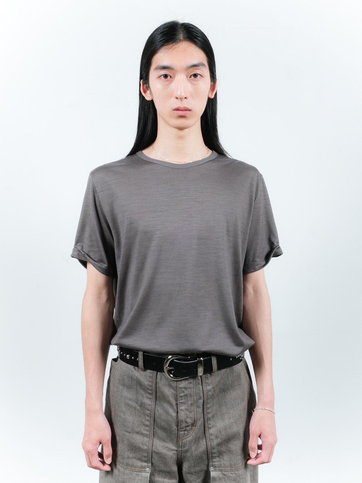 JIEDA　SLEEVE ROLL UP WOOL TEE