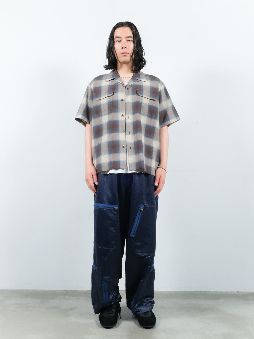 JIEDA　CHECK OPEN COLLAR SHIRT S/S