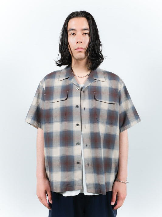 JIEDA　CHECK OPEN COLLAR SHIRT S/S