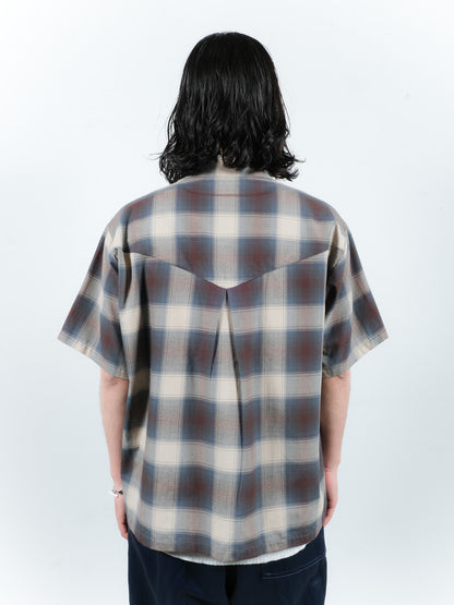 JIEDA　CHECK OPEN COLLAR SHIRT S/S