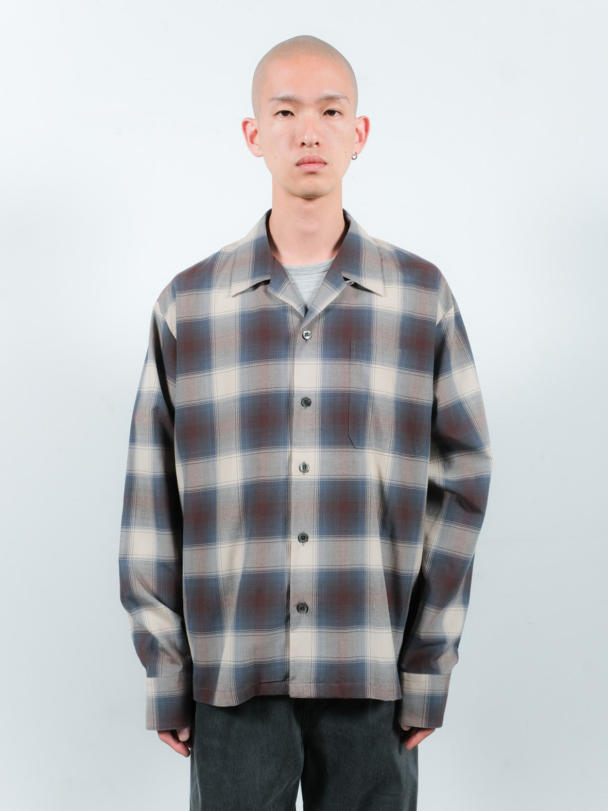 JIEDA CHECK OPEN COLLAR SHIRT – KIKUNOBU