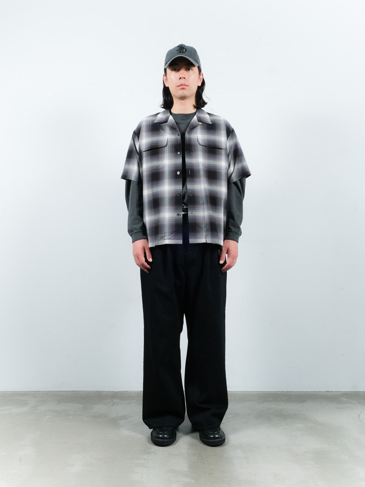 JIEDA　CHECK OPEN COLLAR SHIRT S/S