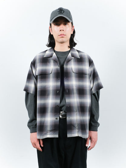 JIEDA　CHECK OPEN COLLAR SHIRT S/S