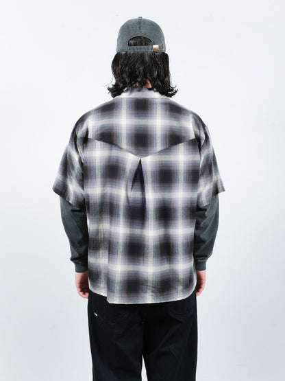 JIEDA　CHECK OPEN COLLAR SHIRT S/S