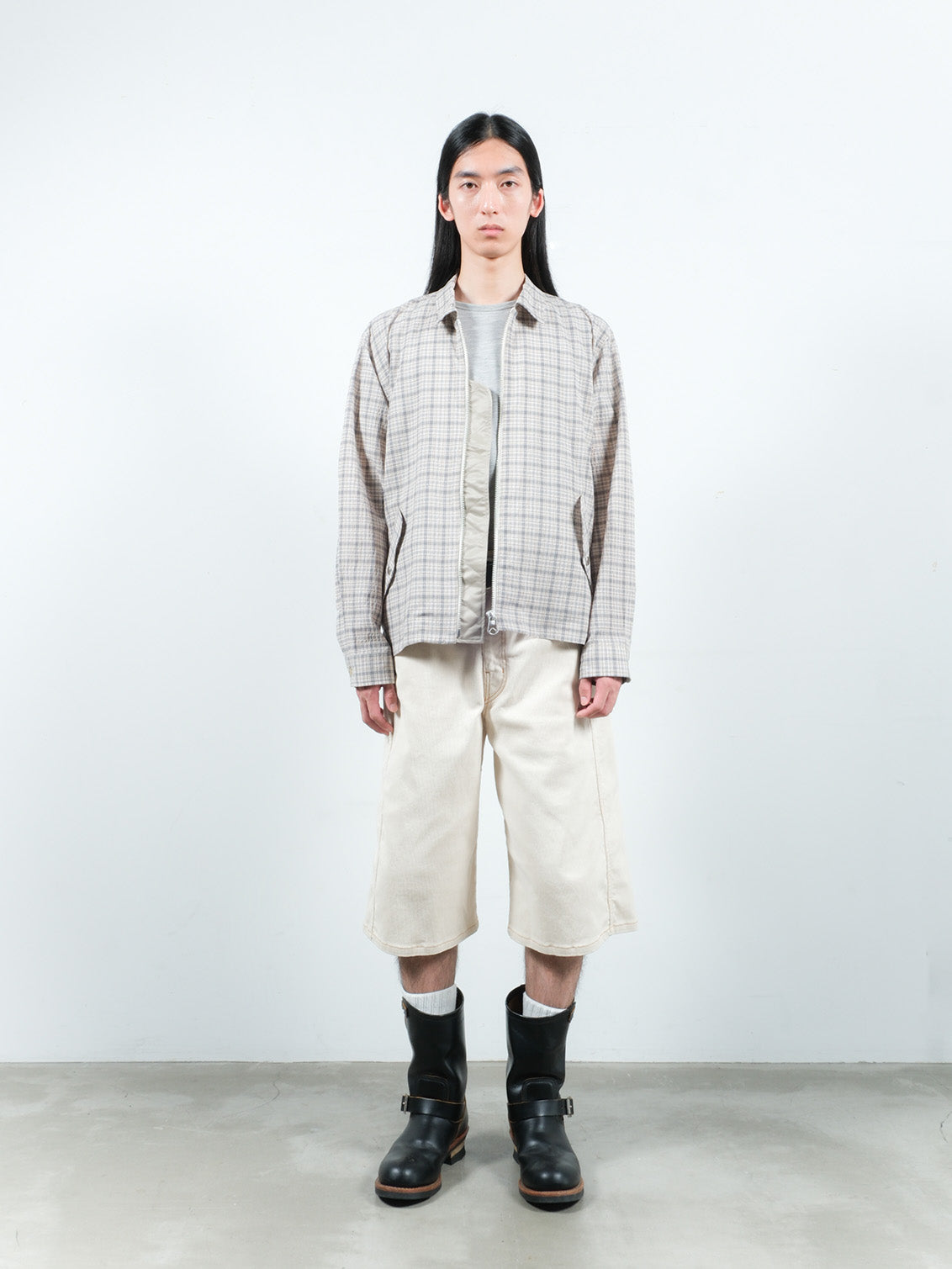 JIEDA　SEERSUCKER ZIP SHIRT