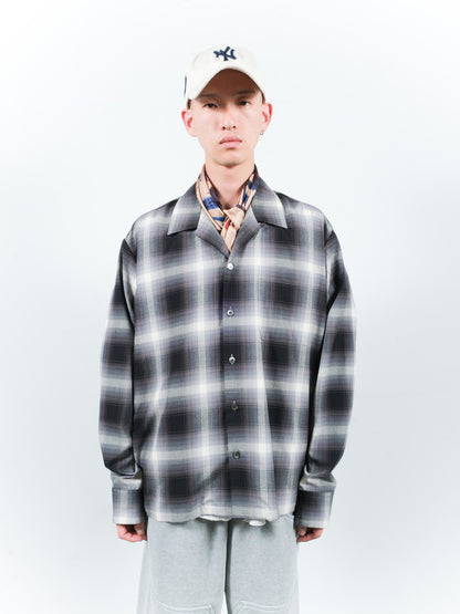 JIEDA　CHECK OPEN COLLAR SHIRT