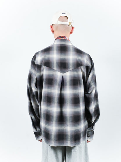 JIEDA　CHECK OPEN COLLAR SHIRT