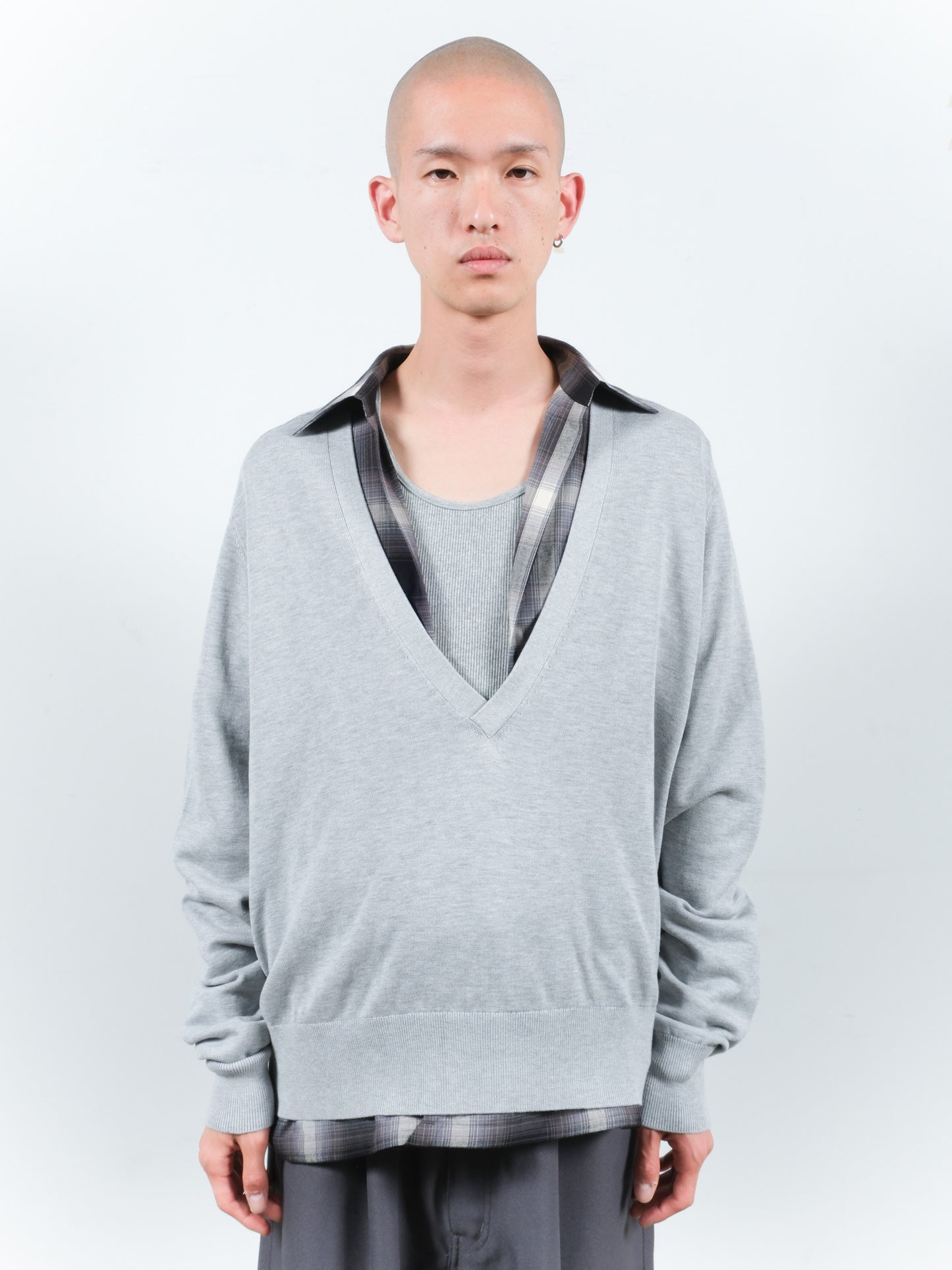 JIEDA　COTTON SILK V NECK KNIT