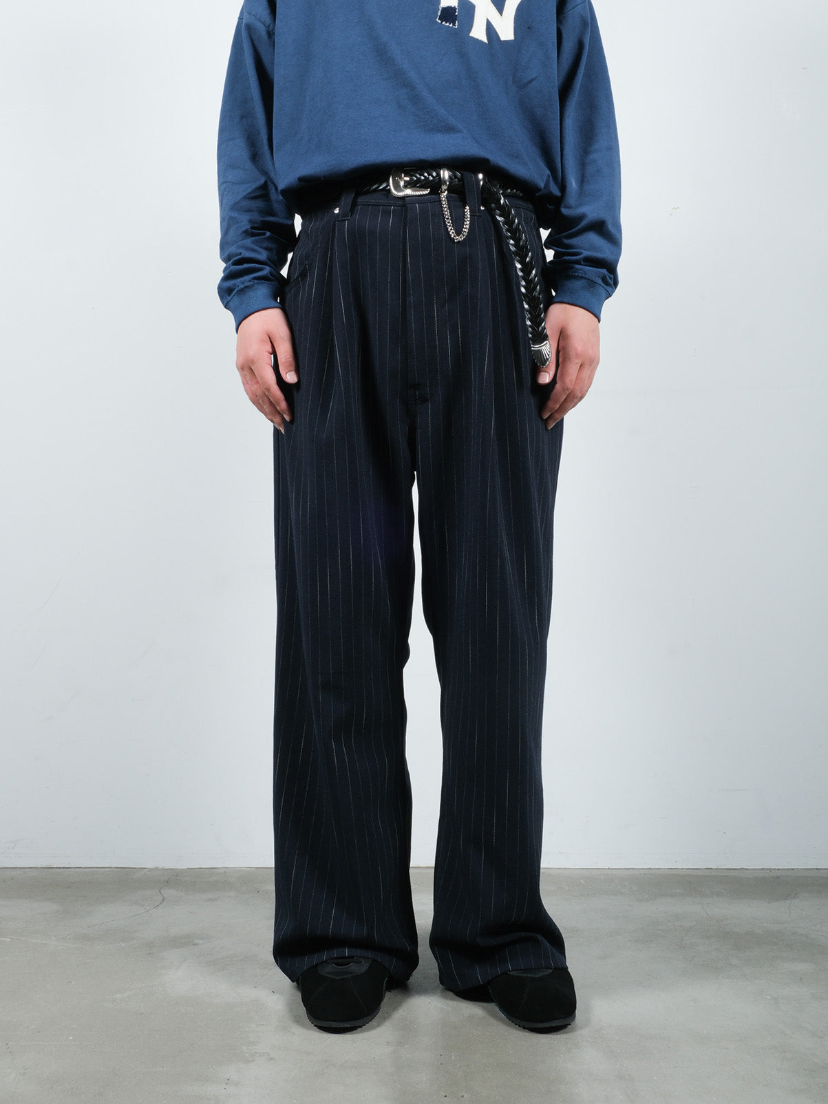 JIEDA　STRIPE WIDE ONE TUCK PANTS