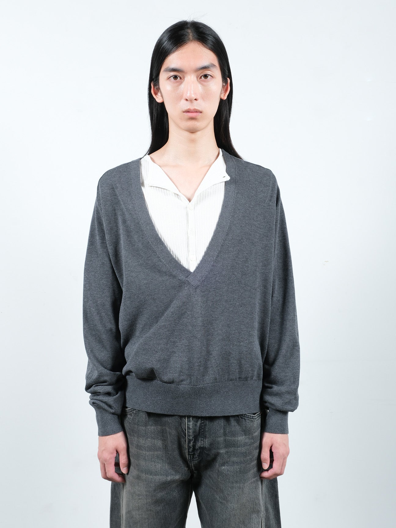 JIEDA COTTON SILK V NECK KNIT – KIKUNOBU