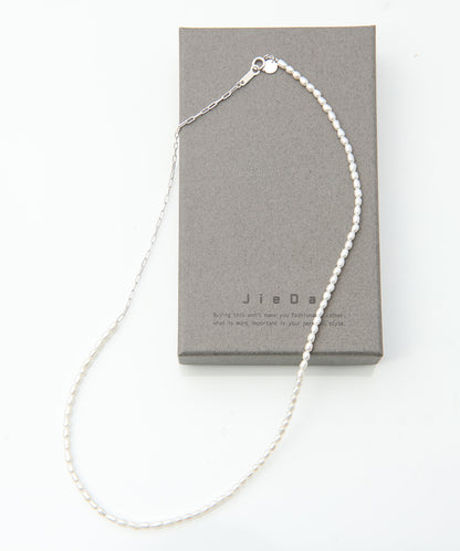 THIN PEARL SWITCHING NECKLACE (925 SILVER)