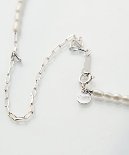 THIN PEARL SWITCHING NECKLACE (925 SILVER)