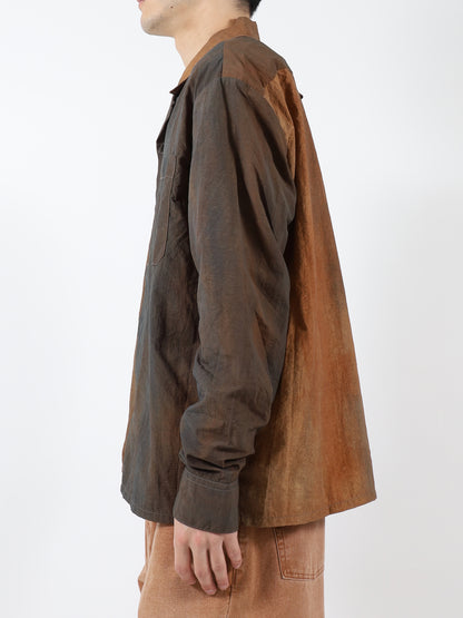 DYED NYLON OPEN COLLAR SHIRT