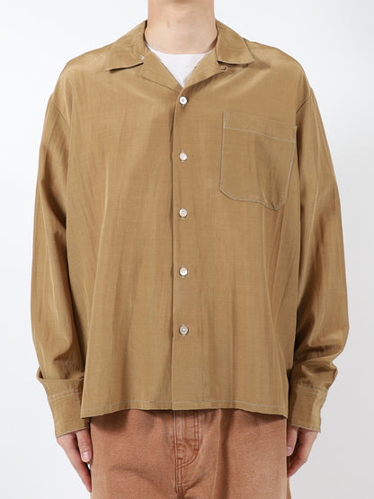 Rayon wool open collar shirt