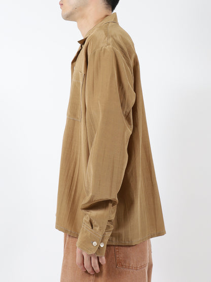 Rayon wool open collar shirt