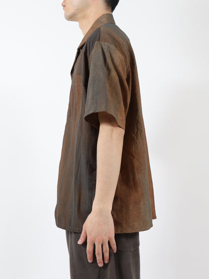DYED NYLON OPEN COLLAR SHIRT S/S